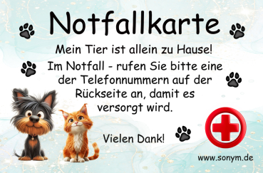 Notfall Karte für Haustier